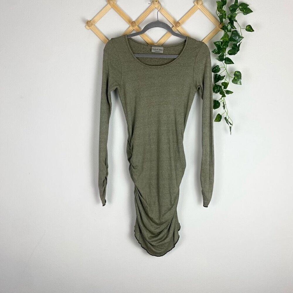 MICHAEL STARS Metallic Ruched Dress Green Size Small GUC U668